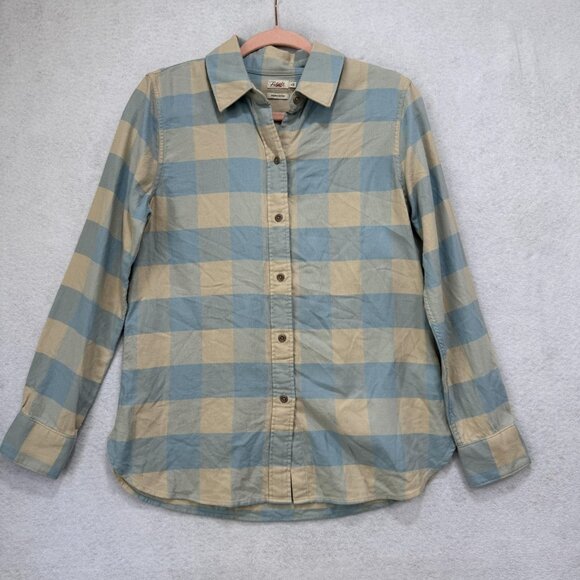 Faherty Shirt Womens Small Blue Tan Classic Flannel Organic Cotton WWF2101 Plaid - Picture 1 of 9